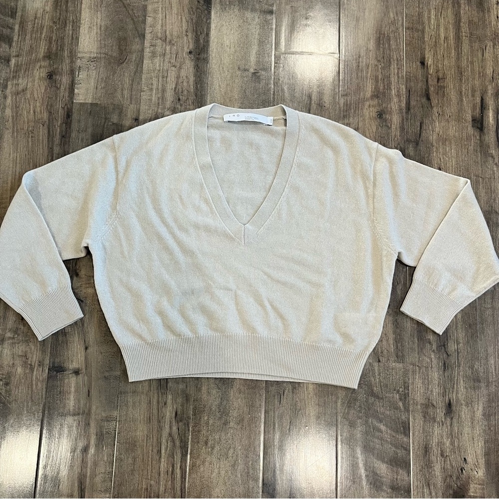 IRO Paris Toritha Sweater V-neck Cashmere Cotton Blend Medium- oversized cropped - Picture 3 of 8
